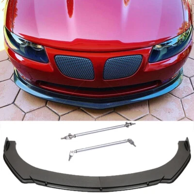 Divisor de labios para parachoques delantero de coche estilo carbono + barra de varillas de puntal para Pontiac G4 G5 G6 Foto 1 de 4