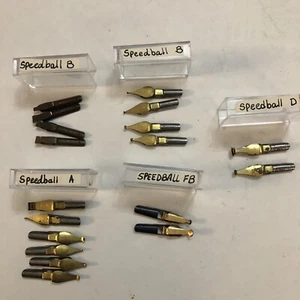 Vintage Speedball Nibs A, B, D, FB, No. 180 Total 18 Nibs - Picture 1 of 4
