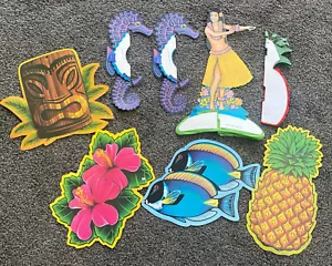 Vintage Tropical Flowers Luau Party Die Cut Paper Beistle 1974 78 85 Hawaiian - Picture 1 of 20