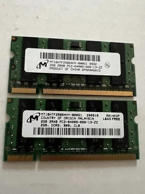 Micron 4GB (2GB x2) PC2-6400S-666-13-ZZ HP 441591-888 RAM Laptop Memory - Image 1 of 2