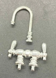 Dollhouse Miniature Kitchen/Bathtub Faucet - Silver/Chrome Finish - 1:12 Scale - Picture 1 of 1