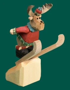Räucherelch Skispringer geschnitzt farbig Seiffen Weihnachten Erzgebirge Norge - Picture 1 of 1