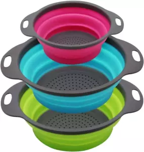 Set of 3 Ultimate Kitchen Strainers Includes 1-10 Inch & 2-12 Inch. Collapsible - Picture 1 of 12