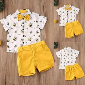 Baby Boy Summer Short Sleeves Top+Shorts Set Casual T-shirt Pants Clothes Outfit - Picture 1 of 7