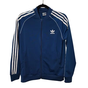 Adidas Original Track Jacket Large Youth Kids Unisex Blue 3 Stripes Full Zip - Picture 1 of 6