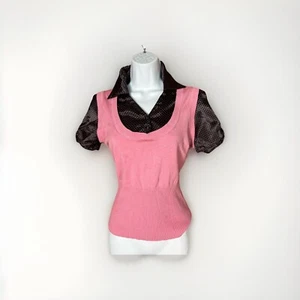 Vintage Y2k Fitted Button Down Blouse  Goth Fairy School Girl Secretary - Picture 1 of 15