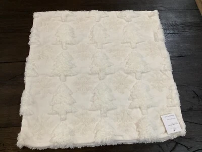 Pottery Barn Sherpa Winter Tree Snowflake Pillow Cover Ivory 22x22 NEW cozy - Image 1 of 4