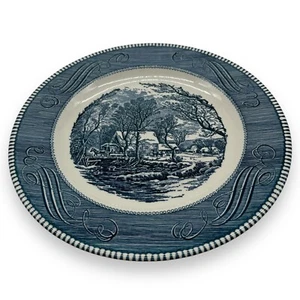 Vintage Currier and Ives "The Old Grist Mill" Blue Dinner Plates 10" - Picture 1 of 4