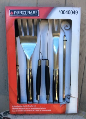 New Perfect Flame 6 Piece Stainless Steel BBQ Grill Set - Image 1 of 3