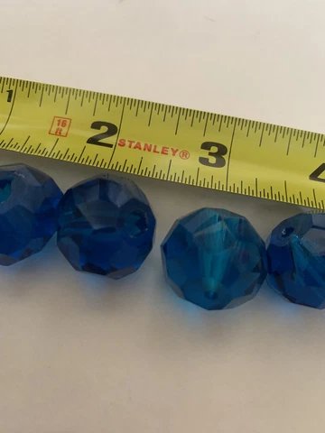 Lot Vintage French Blue Glass Faceted Bead Prism Part Chandelier Cover