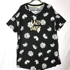 Camisa para dormir Secret Treasures para mujer talla XL Lazy Daisy manga corta blanca y negra - Imagen 1 de 12