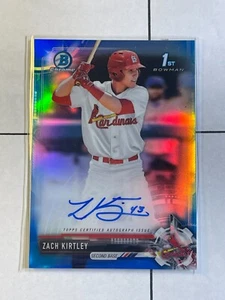 Zach Kirtley 2017 Bowman Chrome Auto Blue Refractor #ed /150 Cardinals Prospect - Picture 1 of 2