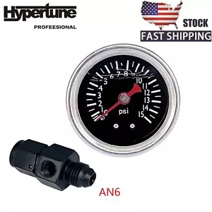 0-15psi Fuel Pressure Gauge Regulator Liquid Gauge 1/8" NPT W/ 6AN Adapter - Picture 1 of 15