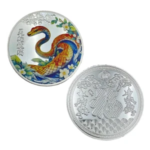 2025 New Year of The Snake Coin Silver Lucky Medal Chinese Commemorative Decor - Picture 1 of 7