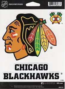 NHL Chicago Black Hawks Triple Spirit Stickers 3 Pack Team Decals - Picture 1 of 1