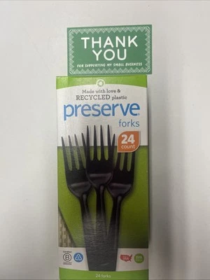 PRESERVE BLACK PLASTIC FORKS 24ct - Image 1 of 3