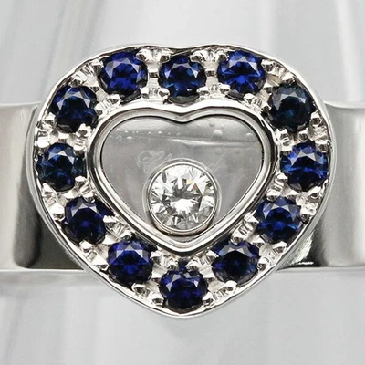 Anillo Corazón Chopard Happy Diamonds Zafiro Azul Oro Blanco 18k con Certificado JP Foto 1 de 4
