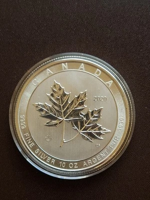 10 Oz Silbermünze  Maple Leaf 2020 Silber 9999 -10 Unzen - Bild 1 von 2