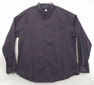 Structure Shirt Men 2XL Navy Blue Geometric Cotton Slim Fit Classic Button-Up - Picture 1 of 12