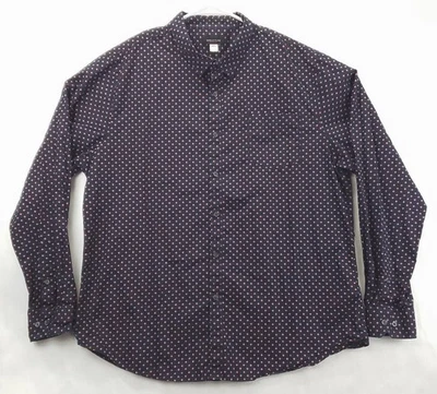 Structure Shirt Men 2XL Navy Blue Geometric Cotton Slim Fit Classic Button-Up - Image 1 of 4