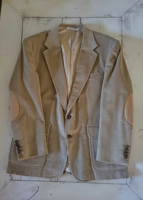 Lands End Corduroy 44L Blazer Sport Coat Mens Vtg Wide Wale Suede Elbow Patches  - Image 1 of 4