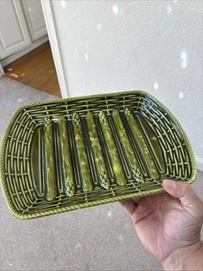 Antique Vintage French Faience green Asparagus Serving Dish by Sarreguemines 13" - Picture 1 of 9