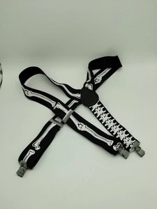 Spalline Halloween Ossa Scheletro Unisex Adolescente Adulto Nero Bianco Regolabile - Foto 1 di 8