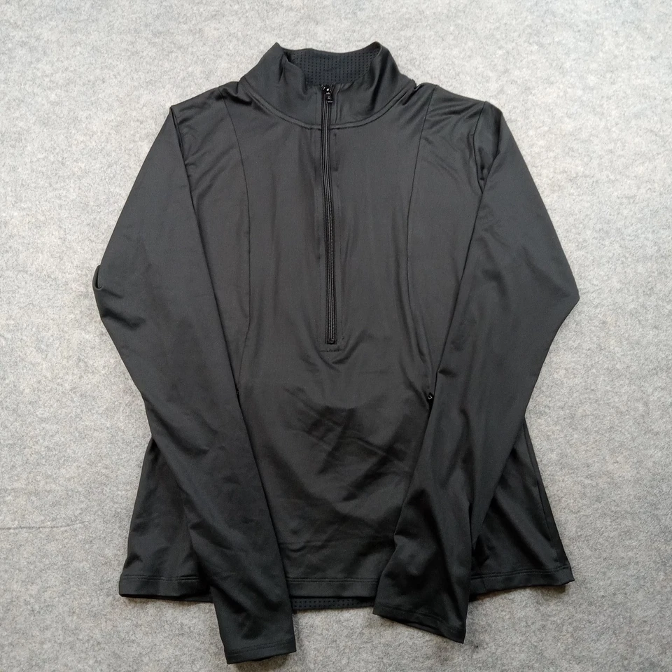 РОЗОВЫЙ Victoria's Secret пуловер женщин большой черный четверть молнии сетки Athletic - Изображение 1 из 4