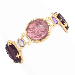 Tagliamonte 18K Gold Plated Venetian Glass Cameo & Gem Bracelet - Picture 1 of 2
