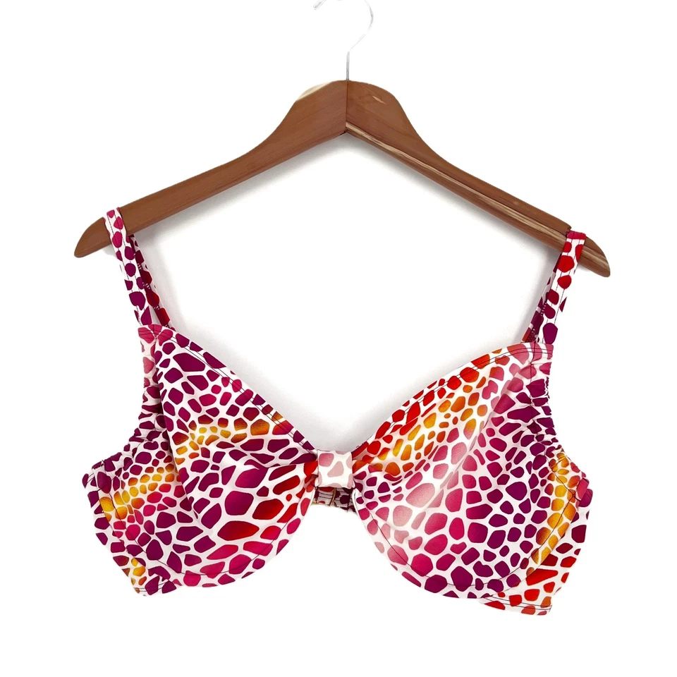 NUEVO Traje de baño de bikini con aros estampado animal Perry Ellis talla 36D rosa/púrpura Foto 1 de 4