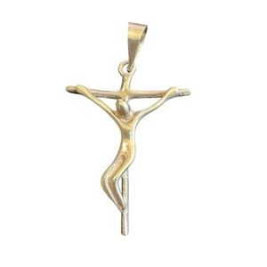 Kruzifix religiös Jesus Anhänger Charm gemarkt modern Kreuz 925 Silber - Bild 1 von 6