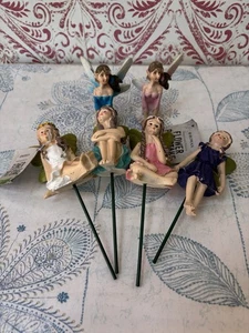 Juego de 6 hadas miniatura del bosque - 4 con estacas para maceta - Imagen 1 de 6