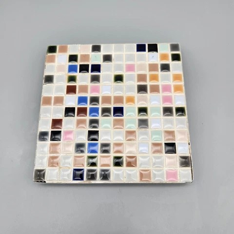 Vintage MCM Ceramic Mosaic Tile Art in Metal Frame Junior Achievement Company Cover
