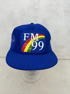 Vintage FM 99 Truckermütze Kappe Druckknopflasche - Hergestellt in den USA - Regenbogen - schneller Versand - Bild 1 von 8