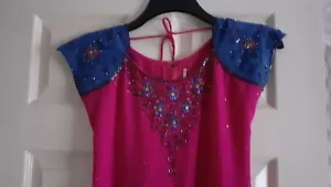 Ladies Pink And Blue Sequin Top Size 10 - Picture 1 of 5