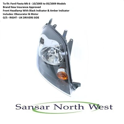 Faro delantero para Ford Fiesta Mk 6 - conductor sistema operativo derecho 2005 a 2009 Foto 1 de 3