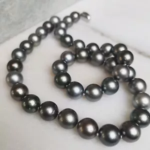 Südsee Tahitiperlen Perlenkette Collier Rund Ø10,2-13mm 45cm Silber 925 - Bild 1 von 6