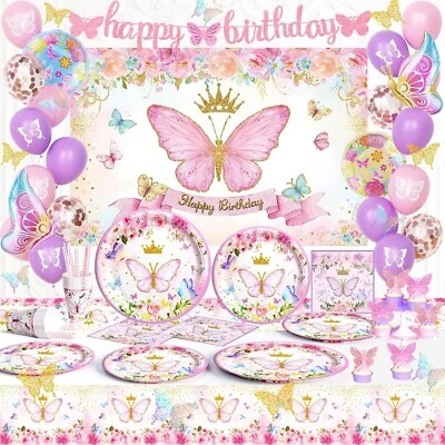 142 шт бабочка украшения для дня рождения, набор посуды с фоном - Изображение 1 из 4