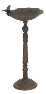 Rustic Cast Iron Hummingbird Perching On Flower Garden Bird Feeder Bath 22"H - Picture 1 of 8