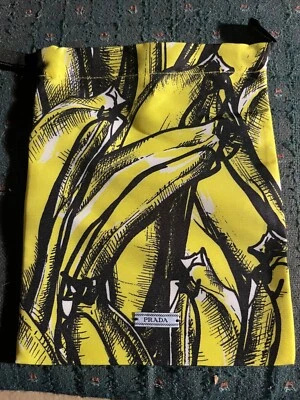 PRADA COLOGNE PERFUME MINI PULL STRING TOTE CARRY BAG BANANA PATTERN 7 X 9 - Image 1 of 2