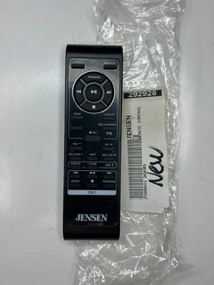 Jensen 2-CD Player Stereo System Remote Control, Black - OEM for JTA980 JTA980C - Image 1 of 2