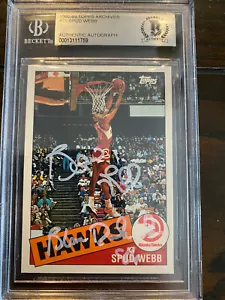 1992-93 TOPPS ARCHIVES #75 SPUD WEBB AUTO SIGNED ATLANTA HAWKS BAS Beckett Slab - Picture 1 of 1