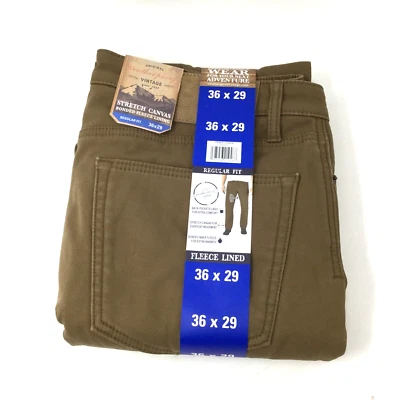 ПОГОДОСТОЙКИЕ коричневые эластичные холщовые брюки из флиса с подкладкой 36 W 29 L - Изображение 1 из 4