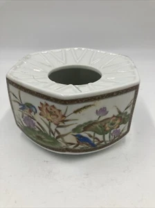 Candle Holder With Birds Flowers Hexagon Votive Made In Japan Beautiful - Picture 1 of 10