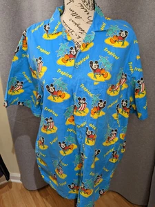 Vintage Mens Large Mickey's Mouse Splashers Camp Shirt J.G. Hook Blue Hawaiian - Picture 1 of 5