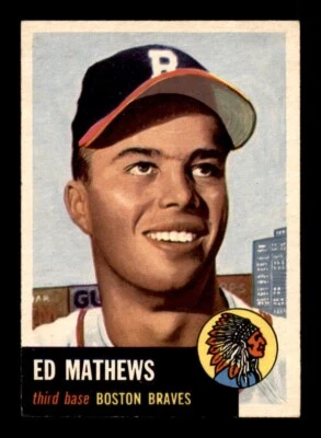 1953 Topps #37 Eddie Mathews Braves EX-ESTADO PERFEITO - Imagem 1 de 2