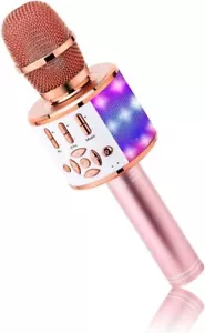 BONAOK Bluetooth Wireless Karaoke Microphone with LED Lights,4-in-1 Portable - Picture 1 of 7