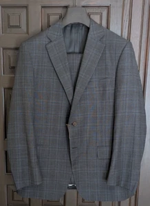 Canali 100% Wolle Classic Fit Anzug, grau kariert mit blau, 42 R (52 EU) Neu ohne Etikett - Bild 1 von 8