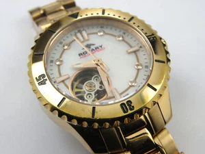 Womens Rotary Rose Gold Skeleton Automatic Swiss Watch ALB90073/A/41 - Picture 1 of 8