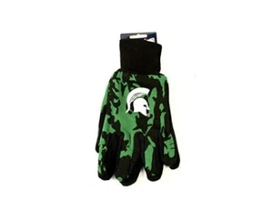 NCAA Michigan State Spartans Camo Gloves, Green/Black - Picture 1 of 1